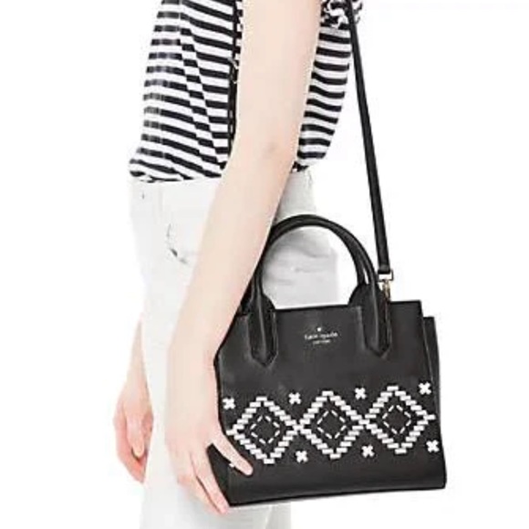 kate spade Handbags - Kate Spade Flynn Street Small Meriwether Satchel Bag Black White Braided